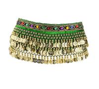 Zambuph Ceinture de hanche à Pour pompon à paillettes, écharpe de hanche de danse latine, légère et confortable pour la performance, tenue suspendue, sensation brillante, Vert, 75 cm