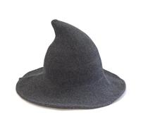 Zambuph Chapeau de sorcière d'Halloween en feutre noir, accessoires de costume pointus pour carnaval, décoration, cosplay, fête de sorcier, Halloween, gris foncé, M (56-58 cm)