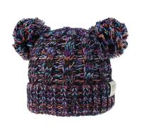 Zambuph Chapeau Moelleux Pompons Boules Multicolore Mixte Tricot Double Couche Conception Couvre- pour Bonne Rétention De La Chaleur Caps pour Enfants, Orange Violet Noir