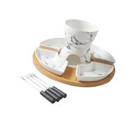 Zambuph Chauffe-beurre pour faire fondre le fromage et le chocolat. Savourez une délicieuse fondue entre amis. Service à fondue avec bougie chauffe-plat et 4 fourchettes.