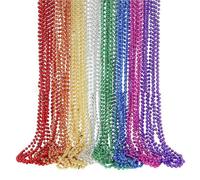 Zambuph Colliers de perles Mardi Gras 48 pièces, surfaces lisses, robustes et durables, violet, bleu, rose, argent, or, vert, réutilisables