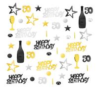 Zambuph Confettis métallisés pour un 50e anniversaire : transformez vos réceptions ! Ajoutez des confettis noirs, argentés et dorés pour une fête époustouflante. Décoration de table « Joyeux