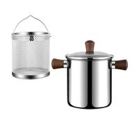 Zambuph Friteuse de cuisine profonde avec couvercle en verre et double poignée, en acier inoxydable, petite friteuse pour aliments, mini à huile avec passoire