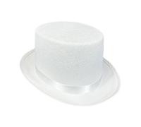 Zambuph Haut-de-Forme pour Femme, Accessoire élégant idéal pour Les Spectacles, Les Spectacles de Magie, Adultes, avec Un Ruban de Satin, Le Cosplay, événements déguisés, Costumes Formels, Blanc, M