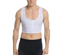 Zambuph Hommes amincissant gilet respirant soutien du couleur unie col en U sans manches poitrine Shapers exercice Shapewear sous-vêtements, Blanc, L