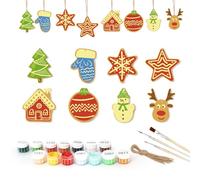 Zambuph Kit de Peinture de Noël par numéros pour Adultes, 8 pièces, décorations d'arbre à Faire soi-même avec Corde Chanvre, kit d'art pour débutants en PVC, MBH08