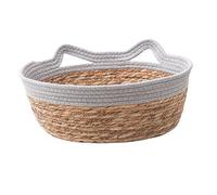 Zambuph Lit de Couchage rafraîchissant pour Chiot, Panier Rond résistant pour aux griffures, lit d'intérieur tissé en Paille Japonaise, nid Douillet et