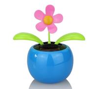 Zambuph L'ornement de Tableau de Bord Voiture Fleur dansante à énergie ABS se balancera Quand il y a Un Ornement Voiture Fleur dansante alimenté par la lumière, Bleu