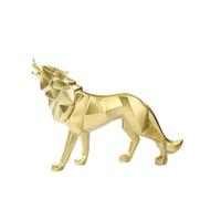 Zambuph Loup Moderne Statue Ornement Miniature Conception Spéciale Animal Sculpture Décoration Décor À La Maison Anniversaire De Noël, Doré, Chien Loup Regarde Le Ciel