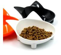 Zambuph Mignon Animal de Compagnie Chat Oreilles en Forme de Nourriture Bol d'eau antidérapant Alimentation Large Bol Noir, Bleu, 6.3 x 14.5 cm