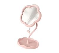 Zambuph Miroir de maquillage à fleurs fantaisistes pour bureau, image claire, miroir de bureau avec rangement rotatif pour dortoir, petite et robuste table maquillage pour, dortoir, petite vanité