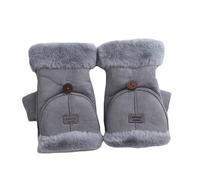 Zambuph Mitaines Confortables 2 Paires de Fourrure à Rabat Couleurs Femmes Gants en Fausse Fourrure Douce pour Carhartt Femmes de Mitaines à Rabat pour météo, Gris
