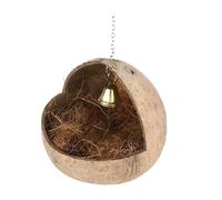 Zambuph Nid d'oiseau en Coquille de Noix de Coco, Unique, Compact et Excellent pour l'élevage des perroquets et des Petits Oiseaux. Fibres de Noix de Coco, avec de la de râpée, 13x13cm