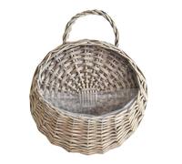 Zambuph Panier suspendu décoratif en osier pour jardinière rustique, rangement mural pour pots de fleurs, décoration pour jardin, balcon terrasse. Panier suspendu en rotin, L