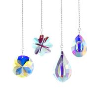Zambuph Pendentif en Cristal de Verre Transparent, Pendentif en Cristal, Attrape-Soleil, Accessoires d'éclairage, Fabricant d'arc-en-Ciel, Ensemble de 4 pièces