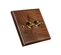 Zambuph Plaque d'interrupteur en Bois avec Levier en Laiton. Idéale pour Les Bureaux, hôtels et Restaurants. Panneau de Prises Longue durée. pour Dimensions : 86 mm x 86 mm (3,39, Deux leviers,