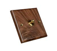 Zambuph Plaque d'interrupteur en Bois avec Levier en Laiton. Idéale pour Les Bureaux, hôtels et Restaurants. Panneau de Prises Longue durée. pour Dimensions : 86 mm x 86 mm (3,39, Levier Unique,