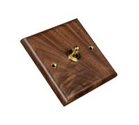 Zambuph Plaque Murale décorative élégante pour Interrupteur, en Bois et Laiton. Interrupteur à Levier de 86 mm x 86 mm (3,39 Pouces x 3,39 Pouces) pour la Maison Le, Levier Unique, 86x86mm