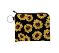Zambuph Porte-Monnaie Impression numérique Sacs à clés Portefeuille Fermeture à glissière Porte-Monnaie en Polyester Style concis Sac Cartes Motif Tournesol pièces Portefeuille