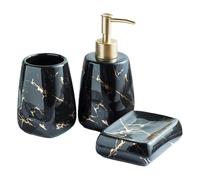 Zambuph Porte-Savon élégant pour Salle de Bain, gobelet Effet marbre, Accessoire de décoration pour la Maison. Kit comptoir en résine avec Distributeur Lotion et gobelet.