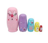 Zambuph Ravissant Ensemble de poupées Russes gigognes en Forme de Lapin, Une Adorable décoration pour la Maison avec 5 poupées Uniques Faites à la Main, Un Jouet Russe à empiler pour décorer Chambre