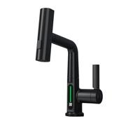 Zambuph Robinet de lavabo avec affichage numérique de la température la - Mitigeur d'évier d'eau chaude et froide en acier inoxydable, noir