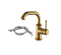 Zambuph Robinet de lavabo de toilette avec poignée rotative rétro en alliage Zinc, Anti-corrosion et résistant à l'usure, bassin en cuivre, Style court doré