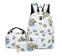 Zambuph Sac à Oxford School 3 nœuds à Motif Floral avec nœud pour Le secondaire, Le collège, l'adolescence, Cerise, Sac d'école avec nœud, étui 3 pièces, tapez+