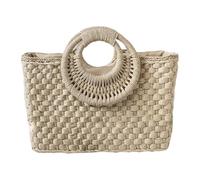 Zambuph Sac bandoulière de voyage, petit cabas tissé à la main, idéal pour les vacances, la plage, naturel et décontracté. Pochette chic et tendance, Beige, 36 x 24 x 13 cm