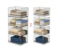 Zambuph Solutions de Rangement pour Placard Comprenant Un,4 Couches, Noir | rangement empilables et coulissants, adaptés paniers de penderie.