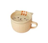 Zambuph Tasse en céramique lisse, motifs de dessins animés, bouche large, fond antidérapant, tasse en céramique, bol vif et intéressant, Chat Jaune