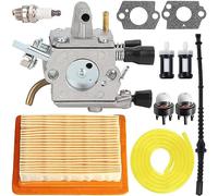 ZAMDOE Carburateur pour Stihl FS120 FS200 FS250 FS300 FS350 FR350 FR450 FR480 Débroussailleuse Remplace # 4134 120 0653, 4134 120 0603 avec filtre à air Bougie Ampoule d'amorçage