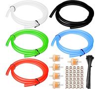 ZAMDOE Tuyau de Carburant Essence (5 pièces * 1 mètre) Conduite de Carburant en Caoutchouc pour Moto, tronçonneuses, tondeuses (Noir/Rouge/Bleu/Vert/Transparent), avec filtres à Carburant, Pinces