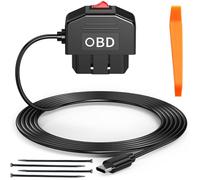 ZAMDOE Type-C OBD Adaptateur de câble d'alimentation pour caméra embarquée GPS Radar OBD2 vers Type-C avec Interrupteur, connecteur 12 V-36 V vers 5 V/3 A, OBD2, Surveillance 24 h/24, 3,5 m
