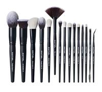ZAMEL Lot de 15 pinceaux de maquillage étiquetés en poils de chèvre pour le visage et les yeux ultra doux pour fond de teint, visage, poudre, correcteur (noir)