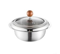 ZAMETTER Bol Bibimbap coréen en acier inoxydable 304 avec couvercle pour cuisinière à induction, salade, mijoteuse pour riz, soupe, nouilles, cuisine, ustensiles de cuisine, argent, 19 cm (avec