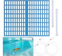 ZAMETTER Bouclier d'écumoire pour piscine au sol Intex avec connexion mâle double 3,8 cm en plastique bleu, kit de couverture anti-débris avec perche télescopique et corde élastique pour S