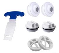 ZAMETTER Kit d'entrée de piscine 7 pièces avec buse de vidange et outil de râpage pour entretien de piscine hors sol en plastique bleu
