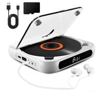 ZAMETTER Lecteur CD rechargeable par USB avec écouteurs - Lecture portable en voiture - Lecture filaire sans fil - Lecteur de musique léger - Blanc