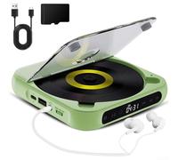 ZAMETTER Lecteur CD rechargeable par USB avec écouteurs - Lecture portable en voiture - Lecture filaire sans fil - Lecteur de musique léger - Vert