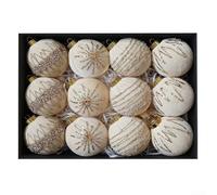ZAMETTER Lot de 12 boules de décoration pour sapin de Noël en velours floqué - Douces texturées et incassables (doré)