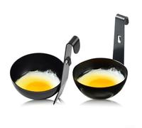 ZAMETTER Lot de 2 pocheuses à œufs en acier inoxydable noir à suspendre pour faire bouillir les œufs, le petit-déjeuner, la préparation des repas, 11 cm de hauteur, 7 cm de diamètre