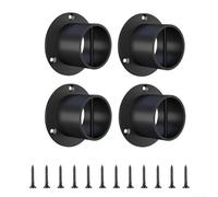 ZAMETTER Lot de 4 bases de poteau rondes robustes pour terrasse, clôture, balustrade, base d'ancrage en acier inoxydable 304 avec vis, noir, 5,1 cm, diamètre intérieur de 50 mm pour extérieur