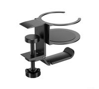 ZAMETTER Porte-gobelet de bureau rotatif à 360 degrés et support pour casque - Pince résistante pour casques, écouteurs - Compatible avec la plupart des bureaux, tables de jeu et meubles d'extérieur