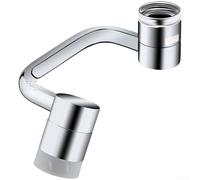 ZAMETTER Rallonge de robinet rotative à 360 degrés avec deux modes de pulvérisation pour évier de cuisine, baignoire, bras aérateur pivotant 22 mm 24 mm, finition argentée (A)