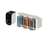 ZAMETTER Support mural pour brosse à dents avec distributeur automatique de dentifrice de grande capacité pour accessoires de salle de bain, organiseur compatible avec 2, 3, 4 tasses, noir et blanc