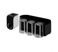 ZAMETTER Support mural pour brosse à dents avec distributeur automatique de dentifrice de grande capacité pour accessoires de salle de bain, organiseur compatible avec 2, 3, 4 tasses, noir et blanc