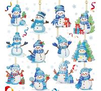 Zamety 12 PCS Diamond Painting Noel Porte Clé Noel, Diamant Painting Noël Pendentif, 5D DIY Kit Peinture Diamant Enfant, Pères Noël et Bonhommes de Neige, Christmas Decorations