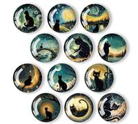 Zamety 12 Pièces Aimant Frigo, Chats Magnet Frigo, 3D Aimant de Réfrigérateur, 30 mm Rond Aimants Décoratifs, Petit Aimants Magnétique pour Réfrigérateurs, Armoire, Tableau Blanc