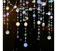 Zamety 65 Pieds Guirlande Papier, 5 Pièces Rond et Étoiles Papier Guirlande Anniversaire, Guirlande en Papier Paillettes Rond et Étoiles, Paillettes Guirlande Papier pour Mariage et Bapteme Decoration